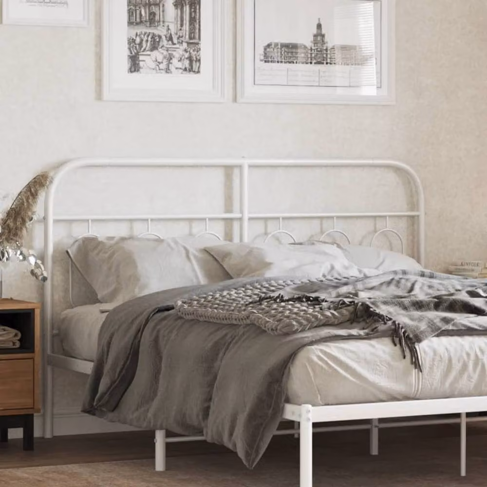 Berkfield Home Classic Metal Headboard in White, Width: 137 cm – 2