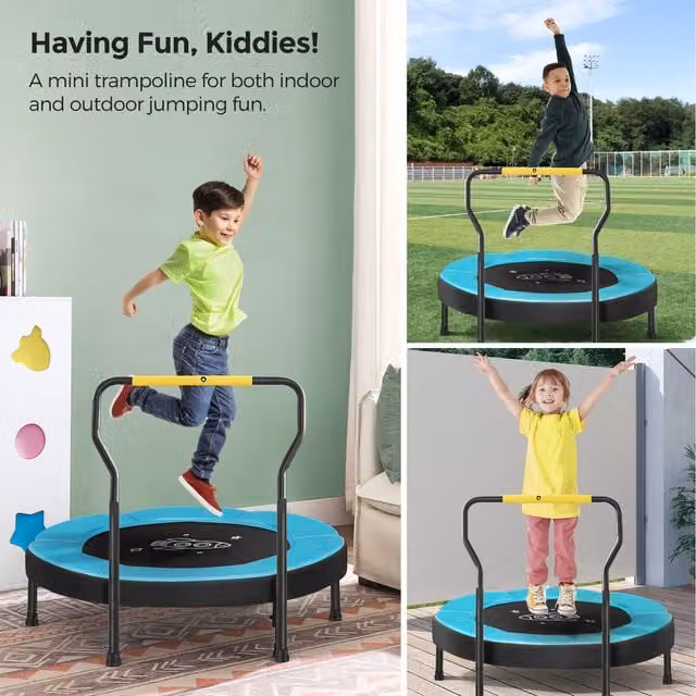 SONGMICS Mini Trampoline for Kids, Blue, Diameter: 91.4 cm