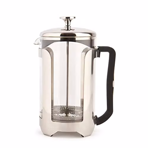 La Cafetiere Roma Stainless Steel 12 Cup French Press Coffee Maker, Silver