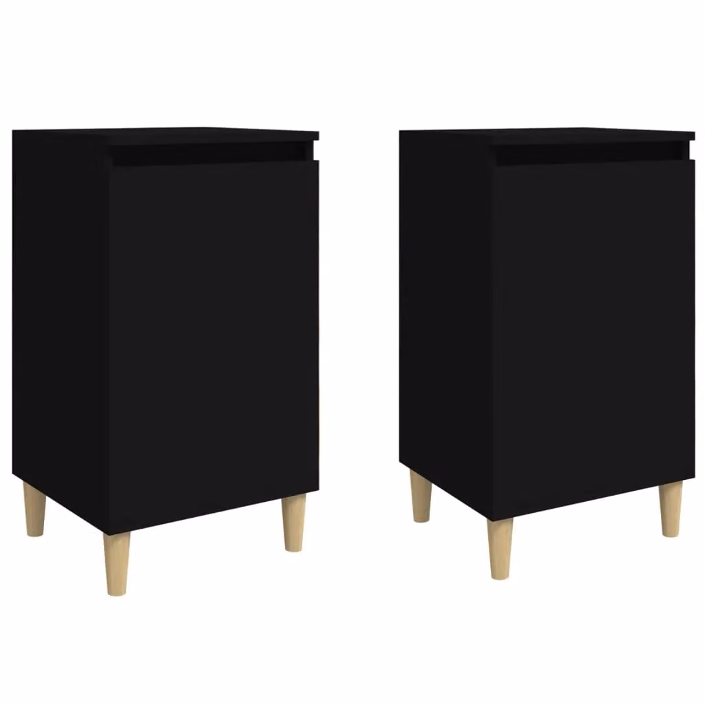 Berkfield Home Set of 2 Black Bedside Cabinets in Engineered Wood, W/D/H: 40 x 35 x 70 cm – 2