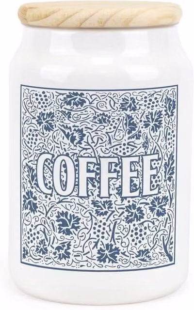 Purely Home Blue and White Floral Ceramic Coffee Storage Canister