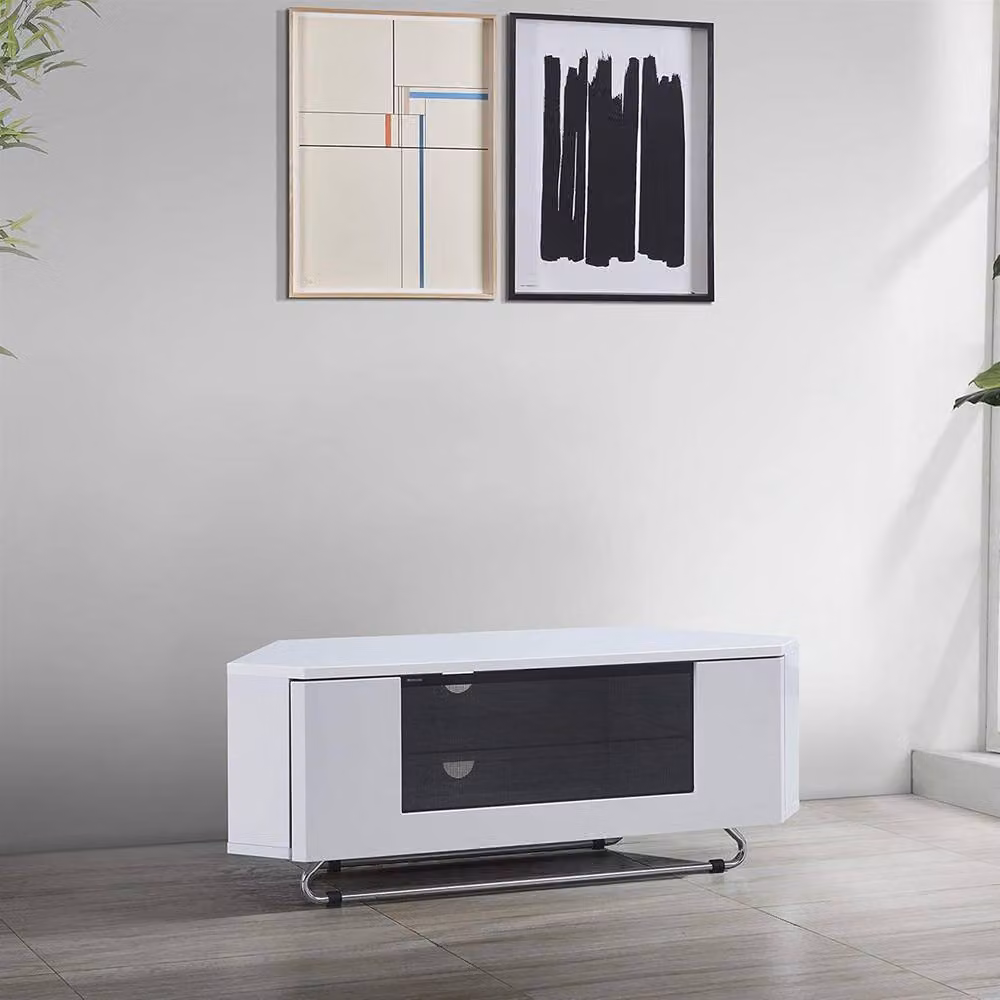 Centurion Supports Hampshire Corner-Friendly Gloss White and Black TV Stand with Remote Friendly Door, W/D/H: 111 x 40 x 41 cm – 6