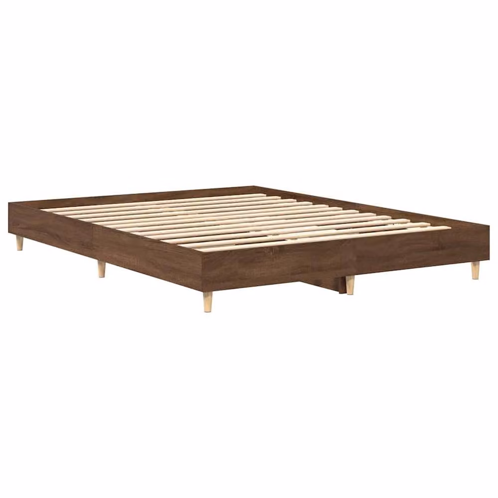 Berkfield Home Bed Frame in Brown Oak, Engineered Wood, W/D/H: 140 x 200 cm – 3