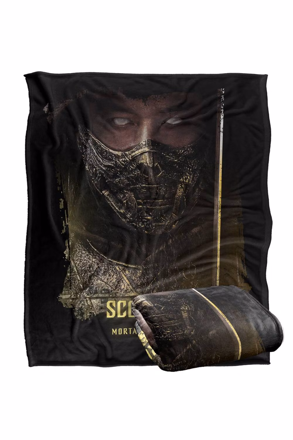 Warner Bros. Mortal Kombat 2 Scorpion Portrait Super Soft Fluffy Polyester Throw Blanket in Black and Multicolour, Large – 2