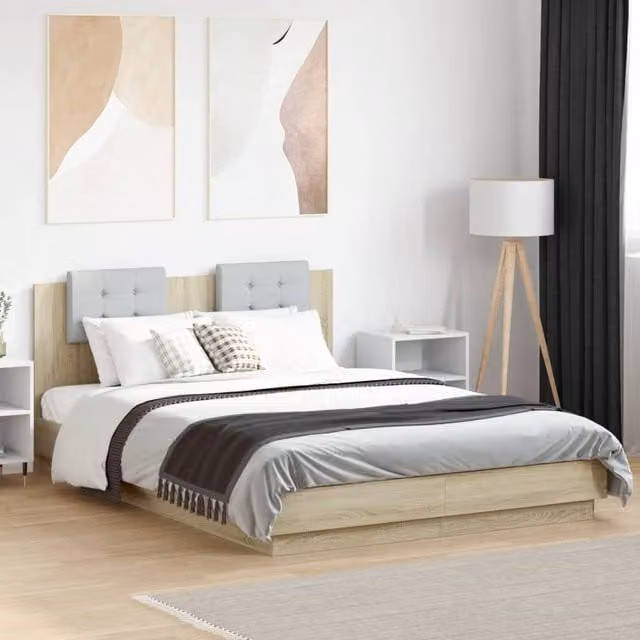 Berkfield Home Small Double Bed Frame in Sonoma Oak Brown, W/D/H: 120 x 200 cm – 1