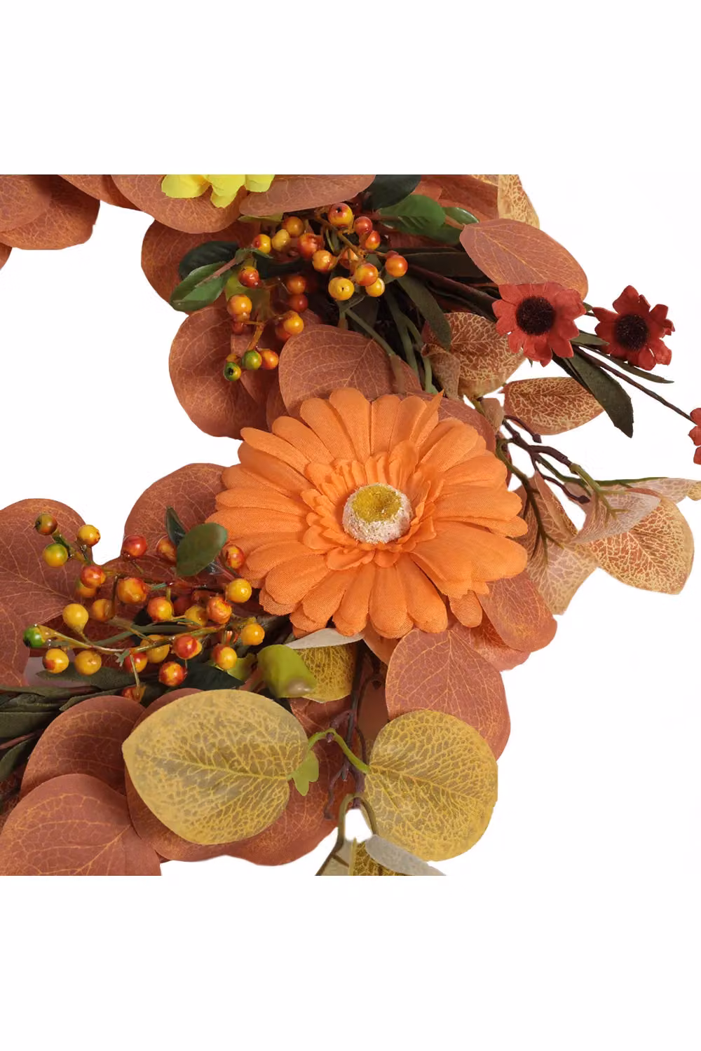 Living and Home Brown Artificial Daisy Berry Flower Wreath, Diameter: 43 cm – 2