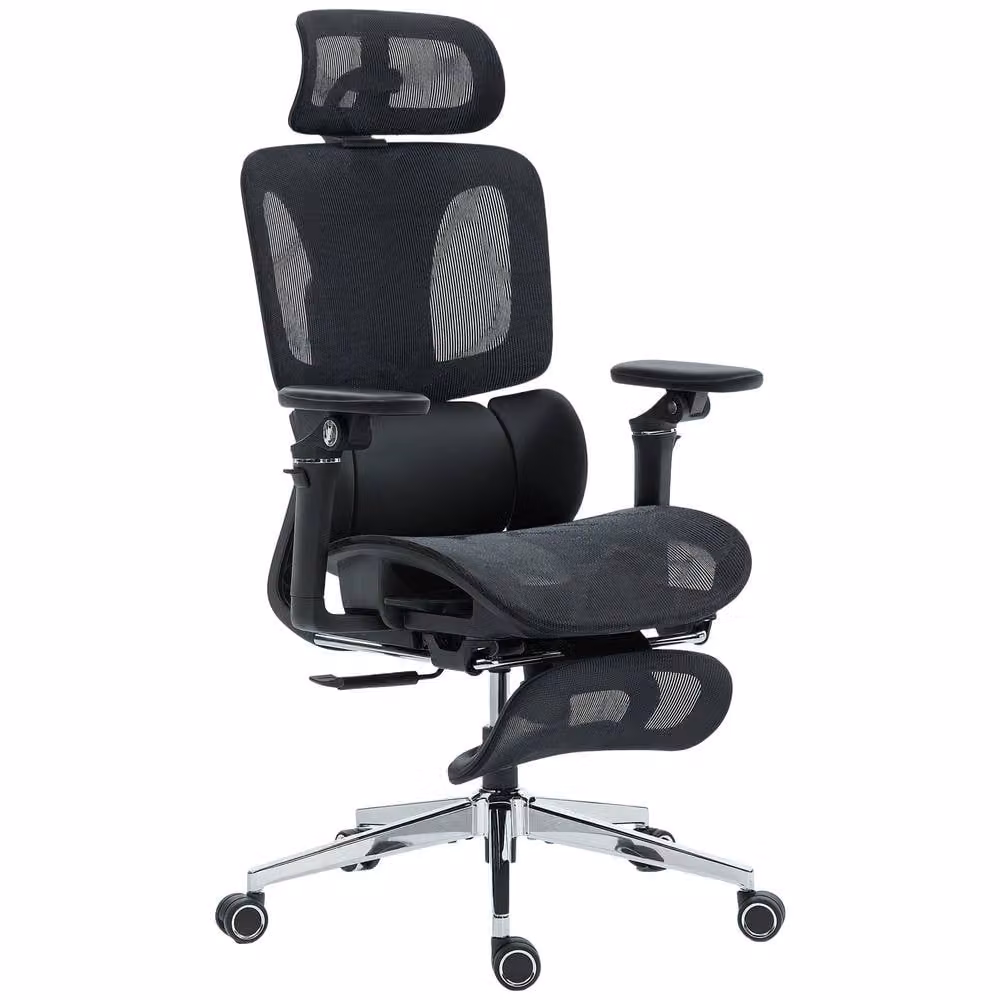 Rolipo Ergonomic High Back Mesh Office Chair in Black with Headrest and Armrests – 1