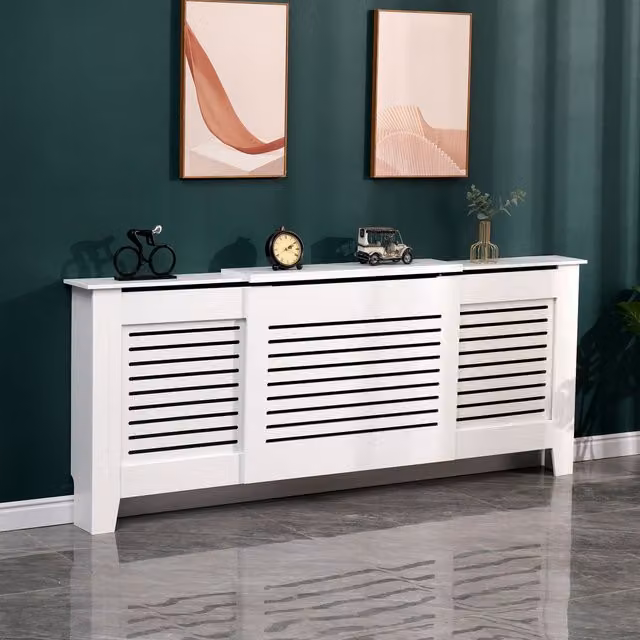 WestWood White MDF Adjustable Radiator Cover with Wall Shelf