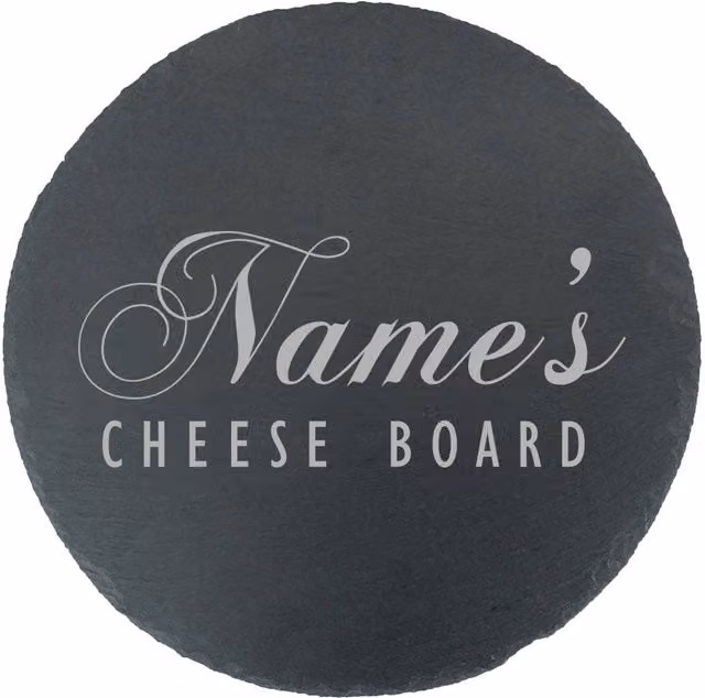 Uniqueful Personalised Round Black Slate Cheeseboard