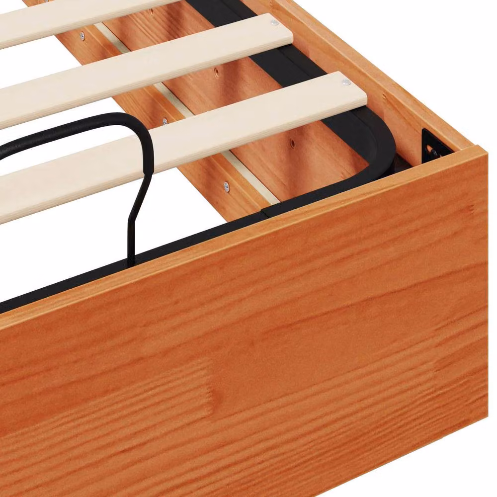 Berkfield Home Modern Solid Pine Ottoman Bed Frame with Storage, Wax Brown, W: 80 cm, L: 200 cm – 4