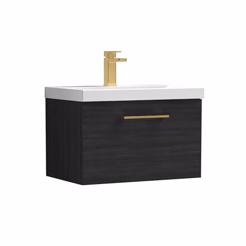Balterley Wall Mounted Single Drawer Bathroom Vanity Unit in Matt Black, W/D/H: 61.0 x 39.0 x 39.9 cm – 6