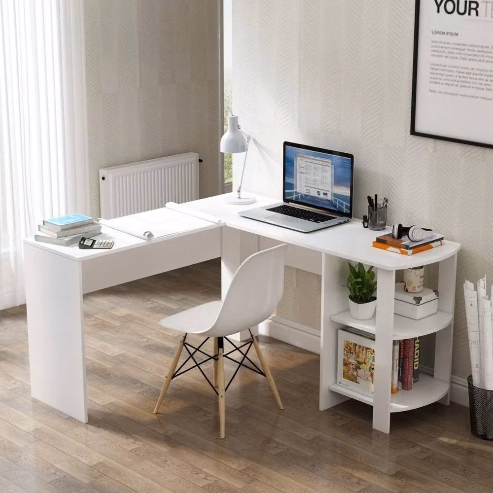 KORVIXA White Mondeer L-shaped Computer Desk – 2