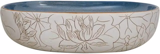 Berkfield Home Oval Ceramic Countertop Basin in Sand and Blue, W: 59 cm, D: 40 cm, H: 14 cm – 1
