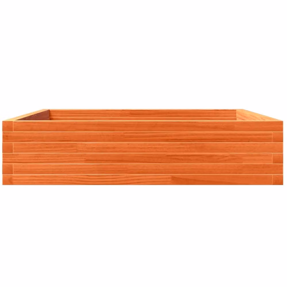Berkfield Home Wax Brown Solid Wood Pine Garden Planter Tub W: 100 cm, D: 100 cm, H: 23 cm – 2