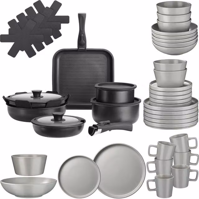 tectake Kitchen Starter Set Una/Parma in Multicolour and Black – 1