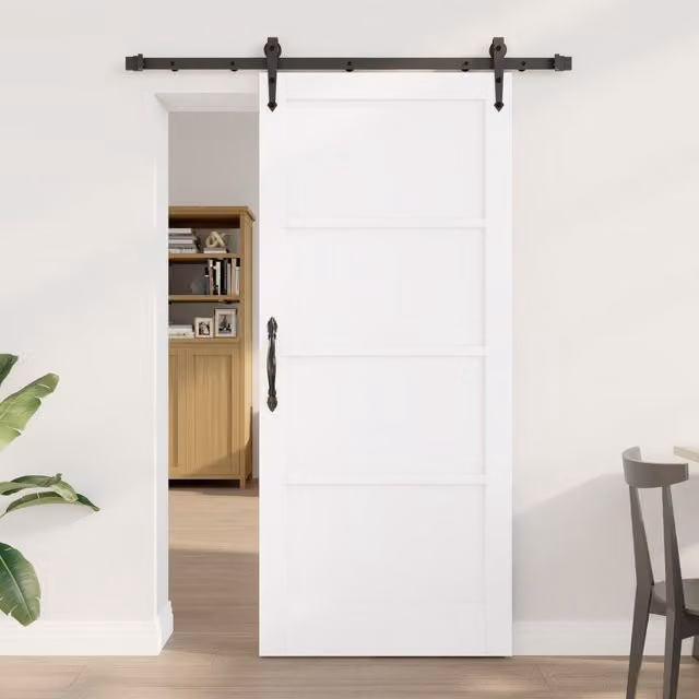 Berkfield Home Orkdal White Solid Wood Pine Sliding Door with Hardware Set