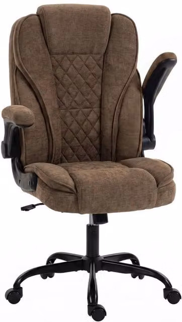 KORVIXA Ergonomic Office Chair with Flip-up Armrests in Brown – 1