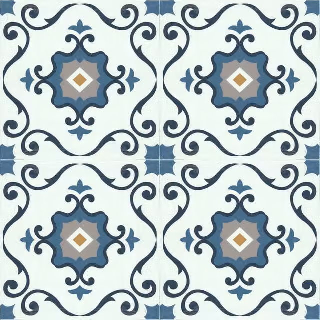 Artifix Self-Adhesive Modern Floor Tiles, Blue and Multicolour, W/D: 30.5 x 30.5 cm, 10 Tiles Per Pack