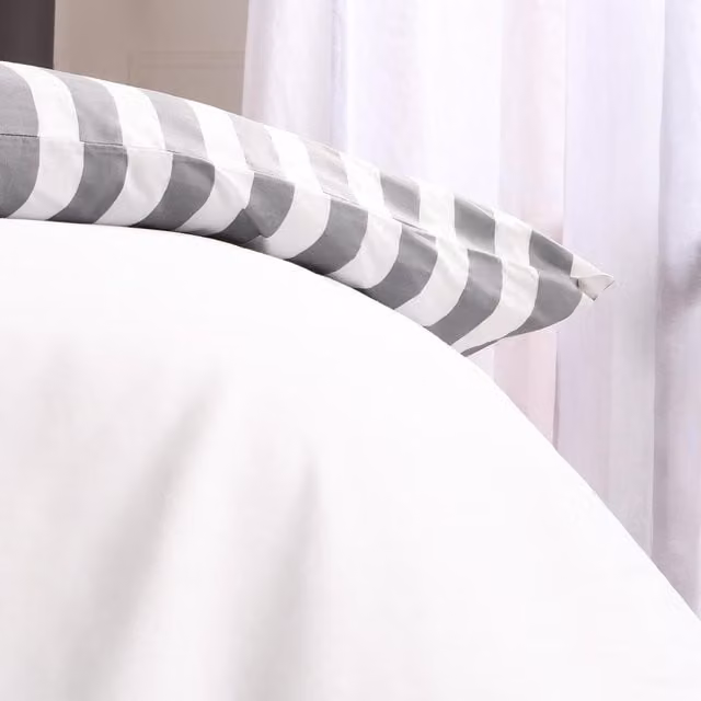 OHS Striped Edge Duvet Set in White and Grey