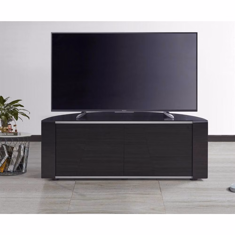 MDA Designs Sirius 1200 TV Cabinet in Black with Glass Details, W: 120 cm, D: 51 cm, H: 44 cm – 4