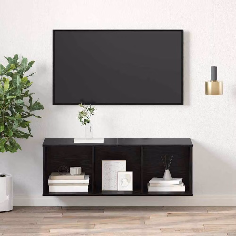 Berkfield Home Modern Black Oak TV Cabinet, W/D/H: 37 x 37 x 107 cm – 1