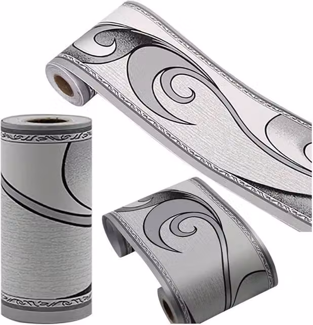 NESTLUNE Silver Wall Skirting Border Sticker Wallpaper Roll – 1