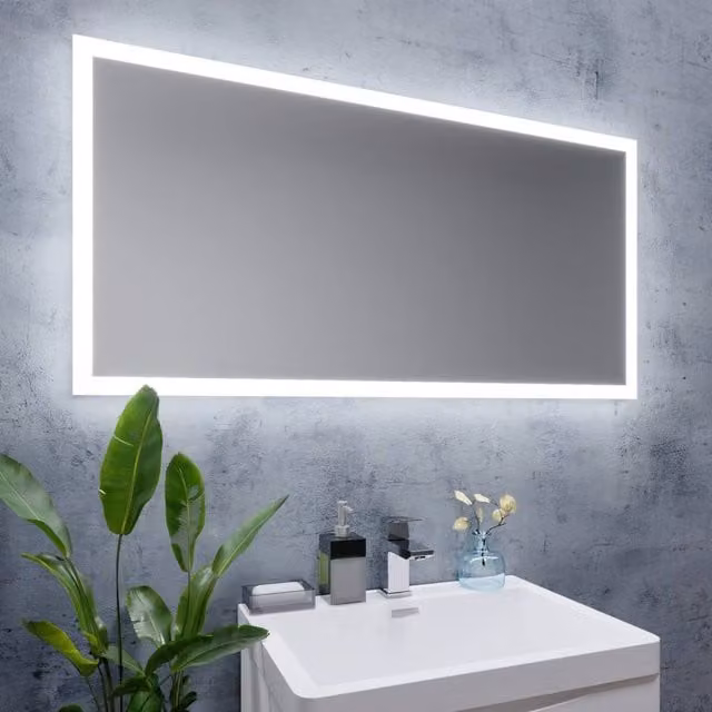 Bathroom Kingdom Noah Illuminated LED Mirror in Silver, W: 60 cm, H: 120 cm