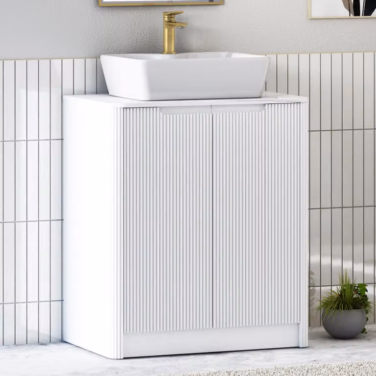 Royal Bathrooms Avenza 800mm Matt White Floor Standing 2 Door Vanity Unit with Cube Basin