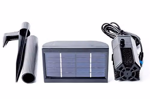 Primrose Black Solar Water Pump with 300mAh Battery Backup for Outdoor Ponds and Fountains