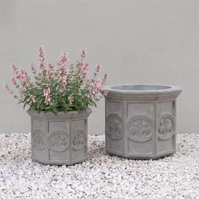 Primrose Galgano Hexagon Shaped Concrete Planter in Grey, Large