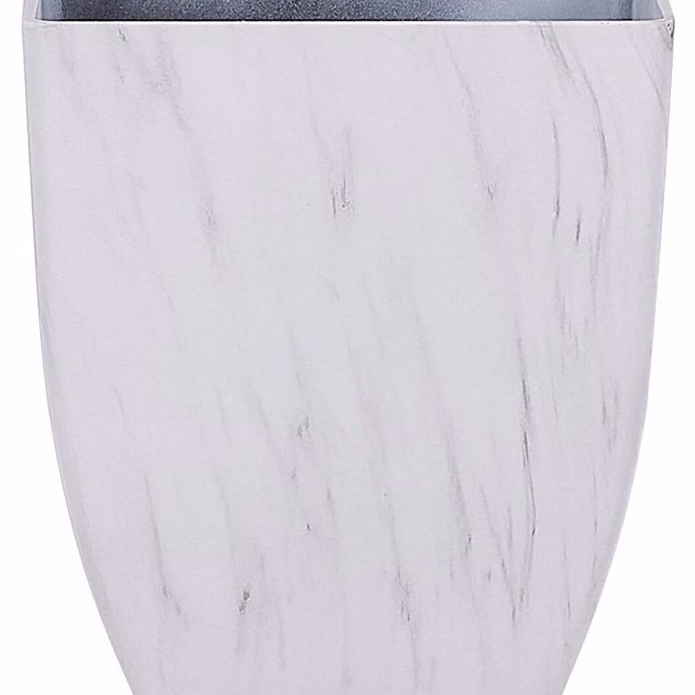 Wyld and Coco White Marble Effect Square Clay Planter, W: 35 cm, D: 42 cm – 2