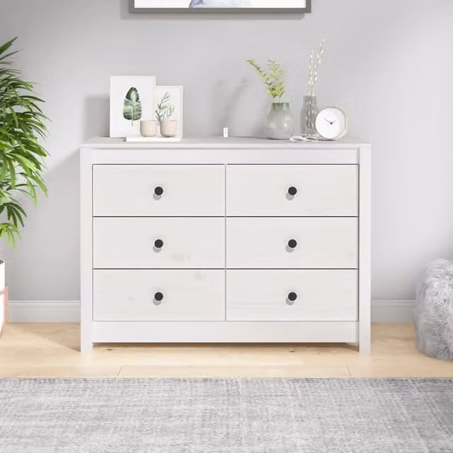 Berkfield Home White Rustic Solid Wood Pine Side Cabinet W/D/H: 100 x 40 x 72 cm