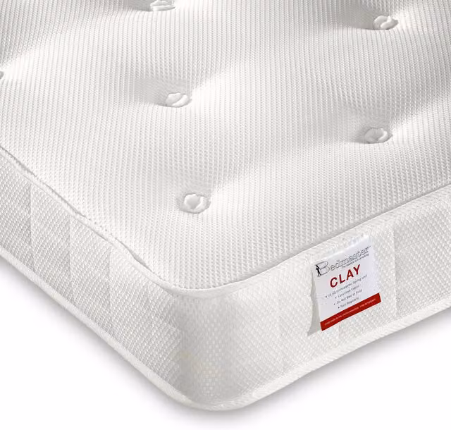 Bedmaster Clay Orthopaedic Low Profile Bonnell Spring Mattress, White, W/D/H: 80 x 190 cm
