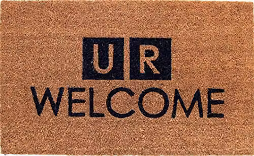 Coco&Coir The News Heavy Duty Natural Coir Entrance Door Mat with Rubber Backing, Brown and Black, W: 75 cm, D: 45 cm – 1