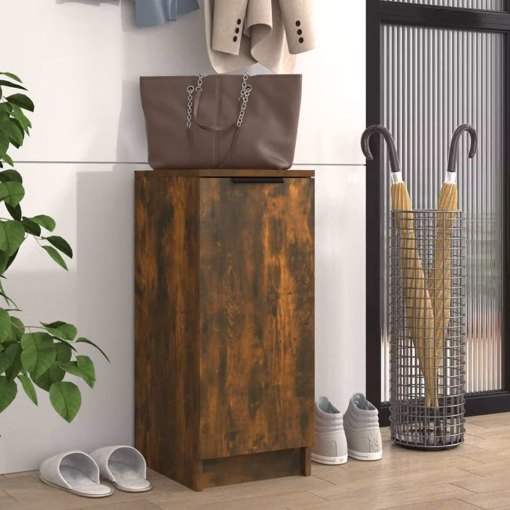 Berkfield Home Smoked Oak Shoe Cabinet in Brown, W/D/H: 30 x 35 x 70 cm – 2