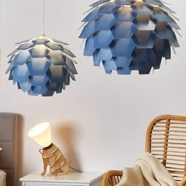 Wyld and Coco Nordic Glow Blue Pine Cone Pendant Lamp – 1