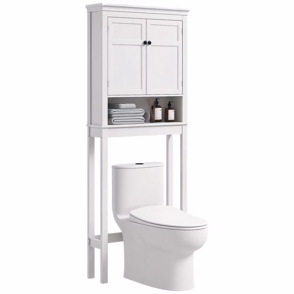 HOMCOM 3-Tier Freestanding Over Toilet and Washing Machine Storage Unit in White – 2