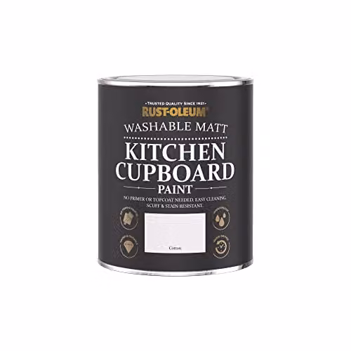 Rust-Oleum Water Based Kitchen Cupboard Paint in Matt White, 750ml – 3