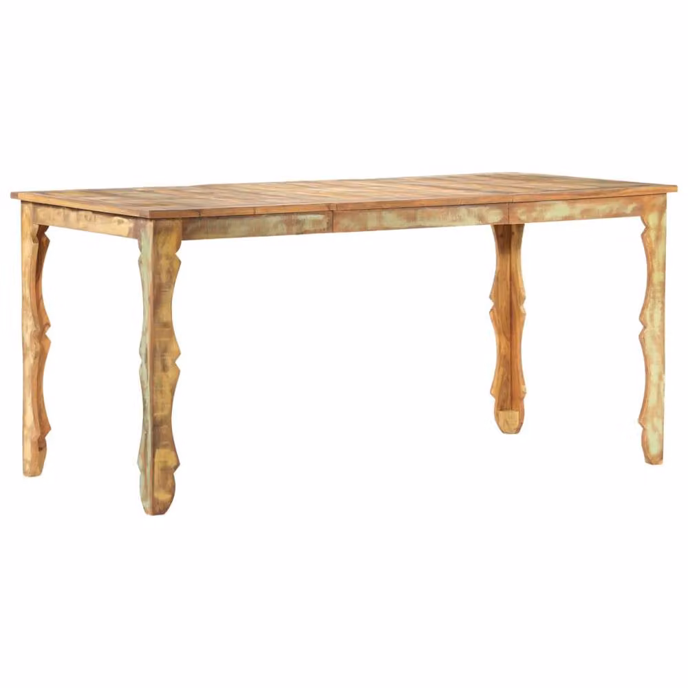 Berkfield Home Elegant Rectangular Dining Table in Brown Solid Reclaimed Wood, W/D/H: 160 x 80 x 76 cm – 2
