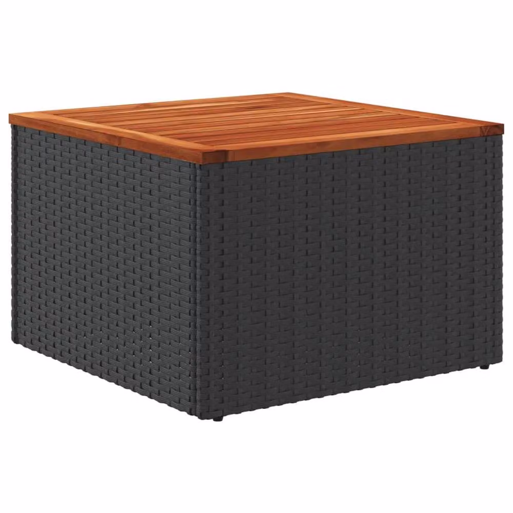 Berkfield Black Garden Table with Poly Rattan and Acacia Wood, W/D/H: 55 x 55 x 37 cm – 4