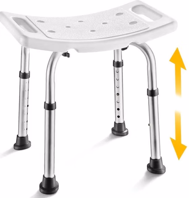 Kelvenix Height Adjustable Padded Shower Chair in White