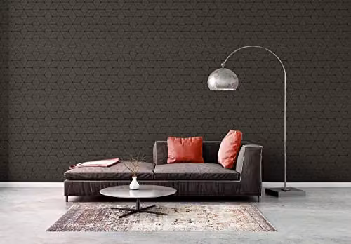 A.S. Création Modern Geometric Abstract Botanical Non-Woven Wallpaper in Black and Gold – 2