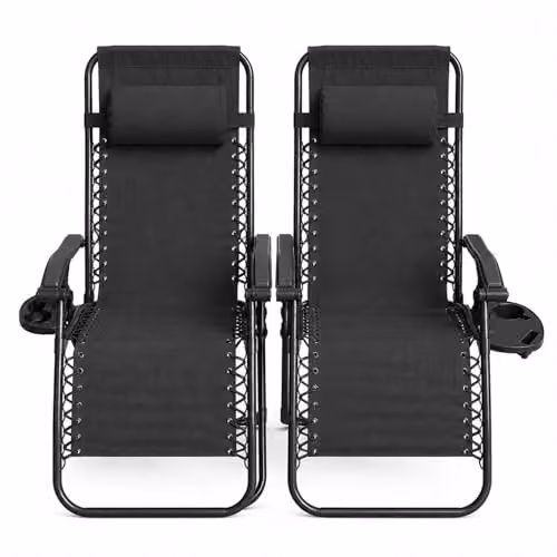 Neo Set of 2 Zero Gravity Recliner Outdoor Garden Sun Loungers in Black – 7