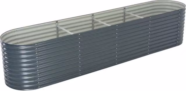 Berkfield Home Garden Galvanised Steel Raised Bed in Grey, W/D/H: 400 x 80 x 81 cm