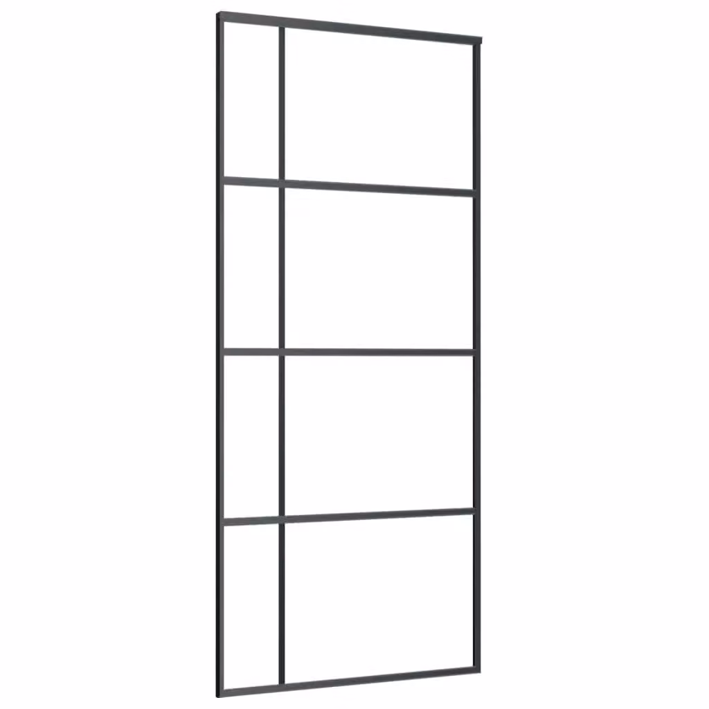 Berkfield Home Modern Black Sliding Door with Frosted ESG Glass and Aluminium, W: 90 cm, H: 205 cm – 2