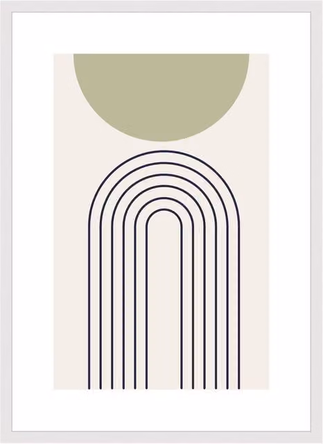 Nielsen Design Velino White Wooden Picture Frame with Glass and Abstract Geometric Poster Print, W/H: 50 x 70 cm – 1