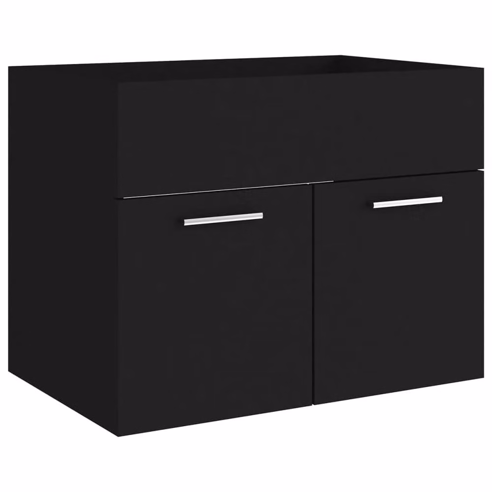 Berkfield Home Modern Black Matt Bathroom Furniture Set with Ceramic Basin – 4
