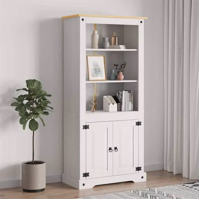 Berkfield Home Corona Range Mexican Pine Decorative Cupboard, White, W/D/H: 80 x 40 x 170 cm