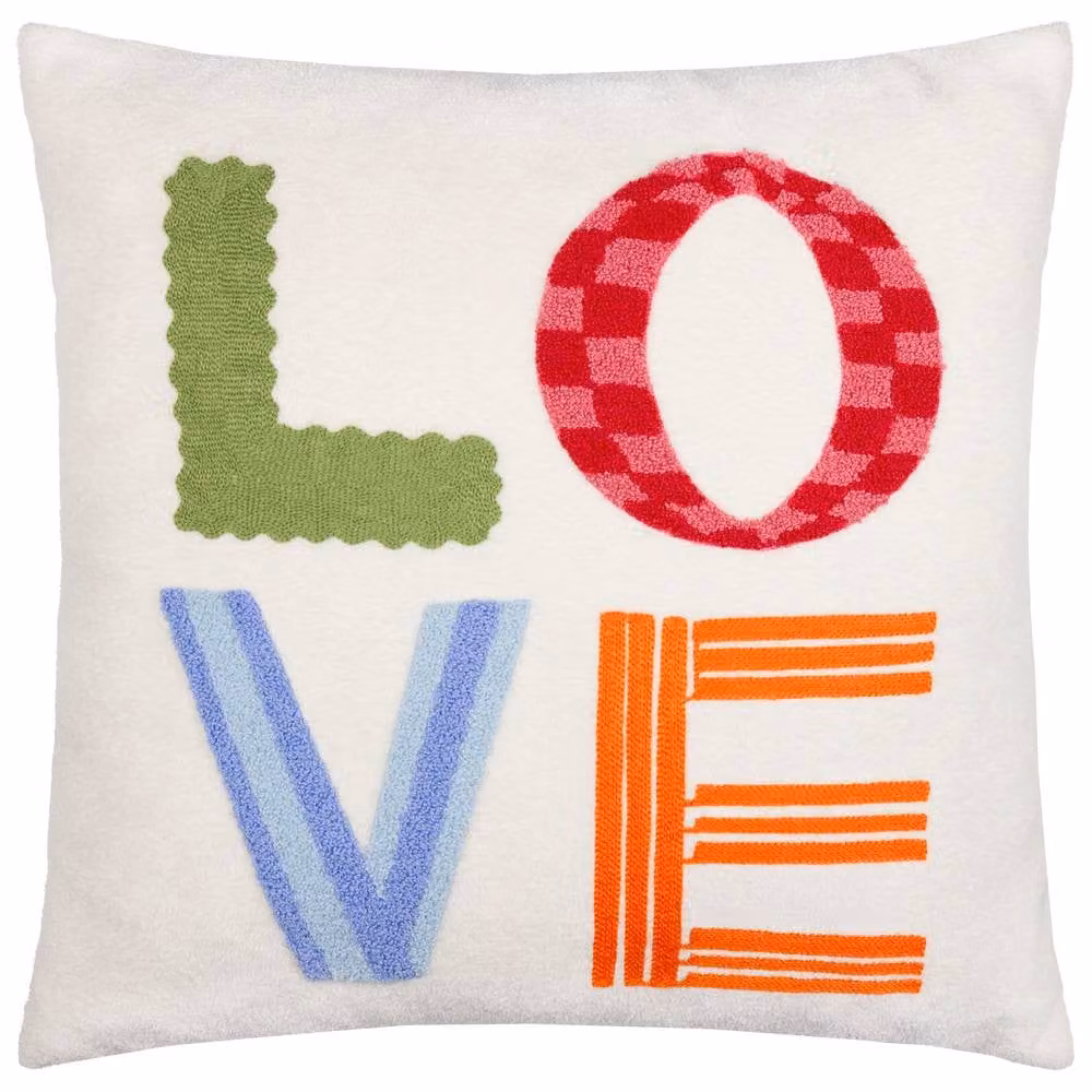 furn Love Multicolour Reversible Slogan Tufted Micro Bouclé Decorative Cushion, W/D/H: 45 x 45 x 45 cm – 2