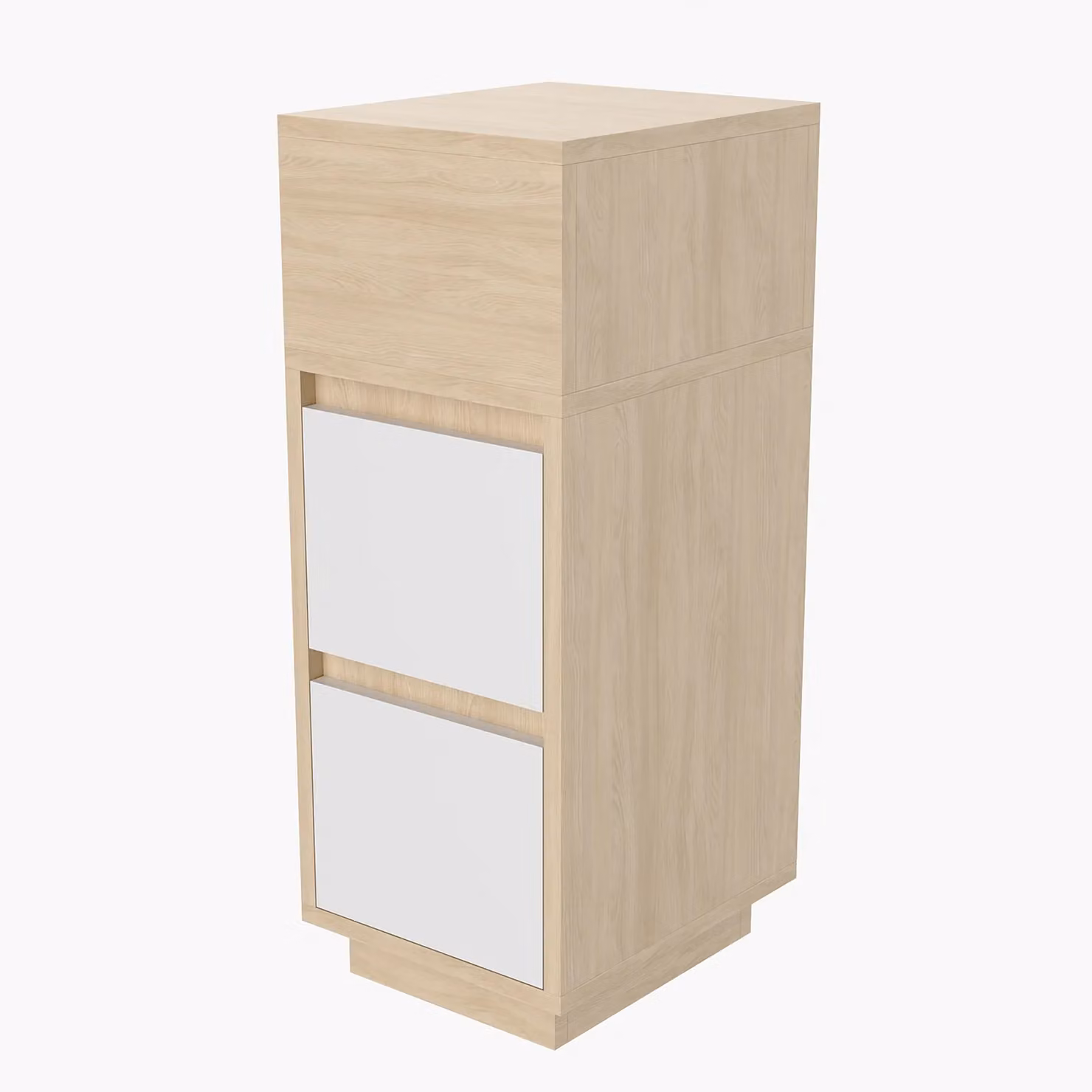 Living and Home Minimalist Bedside Table with Drawers in Beige Wood – 3